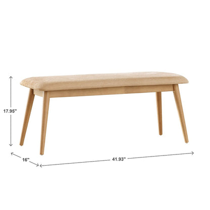 Nature Finish Beige Fabric Bench