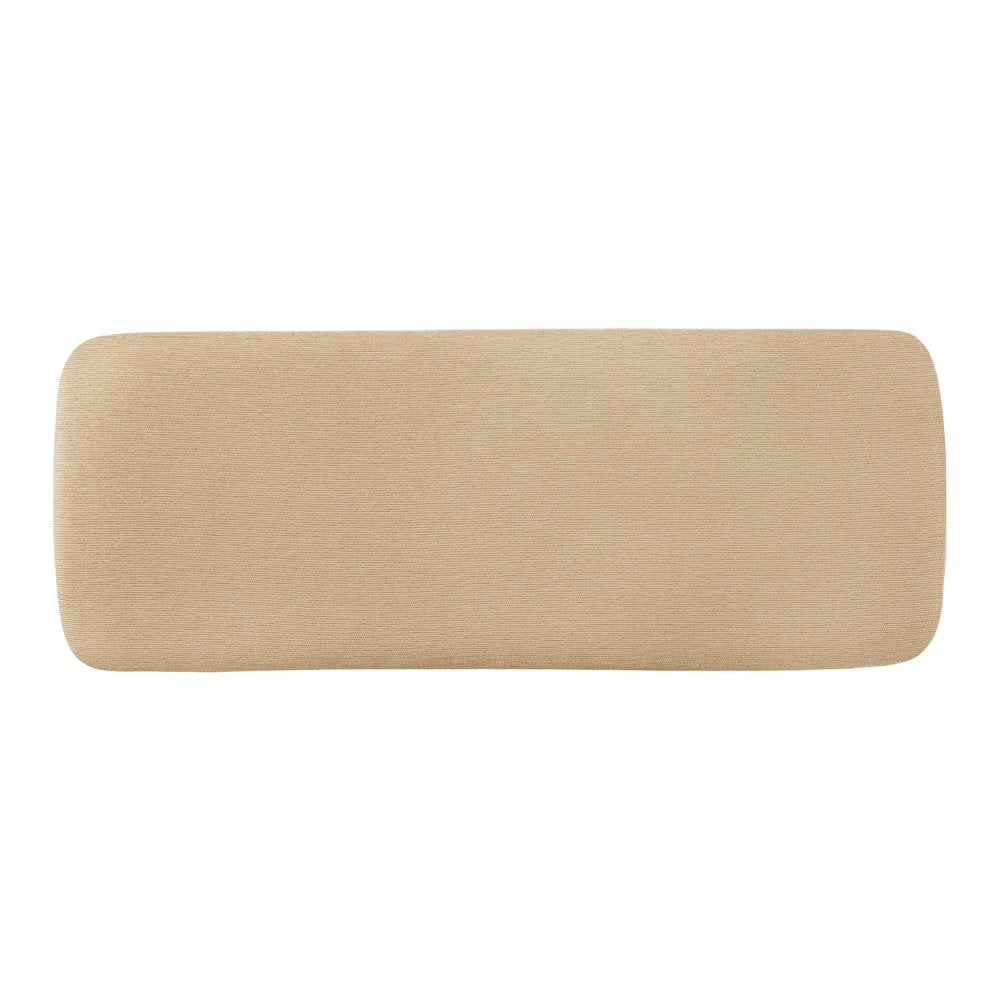 Dark Walnut Finish Beige Fabric Bench