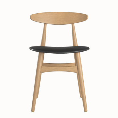 Set of 2, Nature Finish Black Matte Pvc Side Chair
