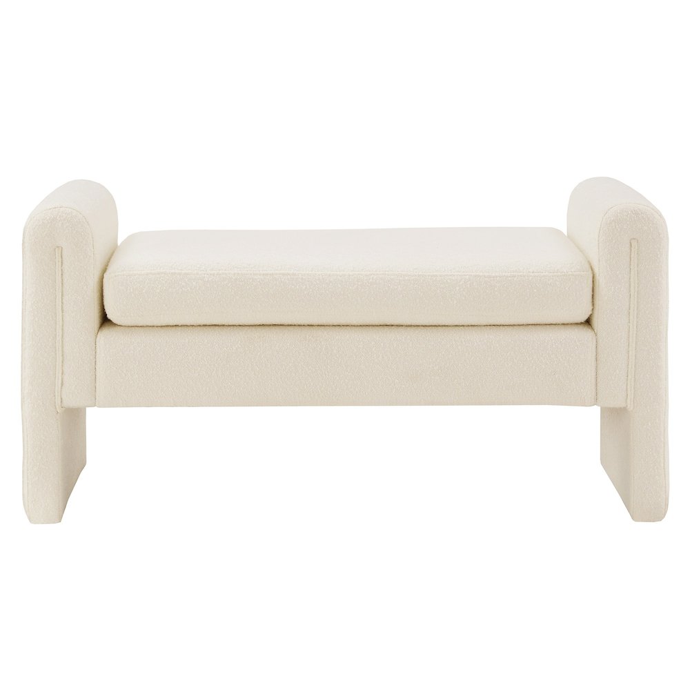 Ivory White Boucle Large Bench