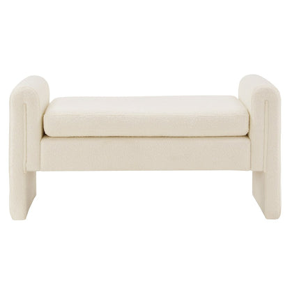 Ivory White Boucle Large Bench