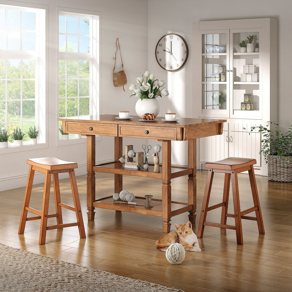 Farmhouse Wood 24" Counter Stool - Oak