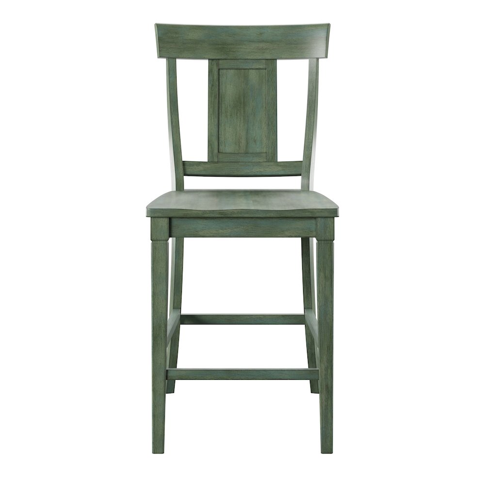 Set of 2, Antique Sage Finish Panel Back Counter Height Chair