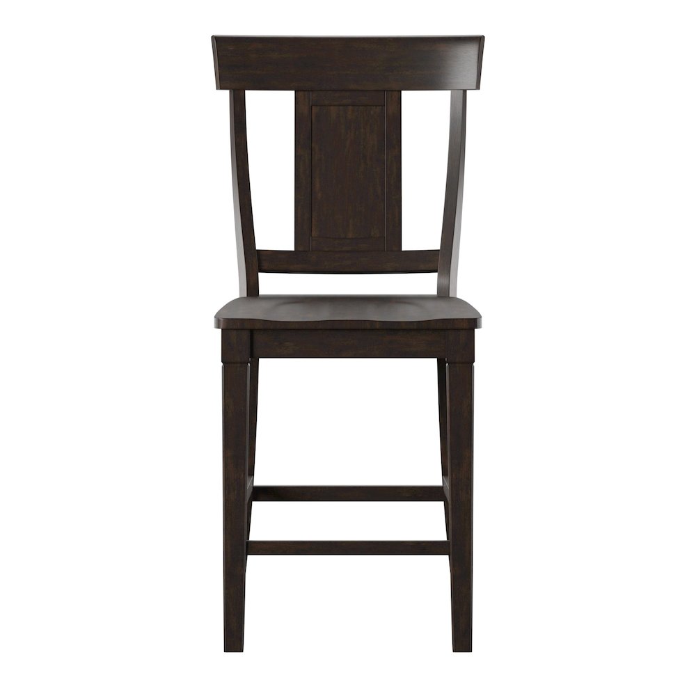 Set of 2, Antique Black Finish Panel Back Counter Height Chair