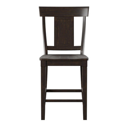 Set of 2, Antique Black Finish Panel Back Counter Height Chair