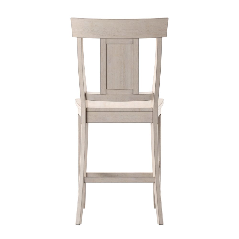 Set of 2, Antique White Finish Panel Back Counter Height Chair