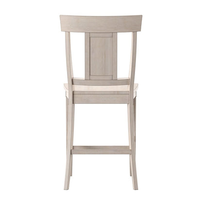 Set of 2, Antique White Finish Panel Back Counter Height Chair