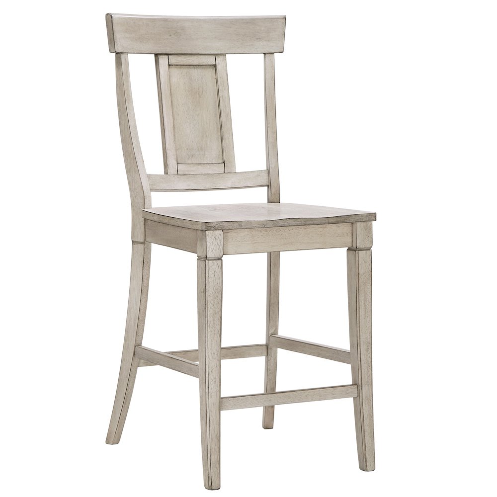 Set of 2, Antique White Finish Panel Back Counter Height Chair