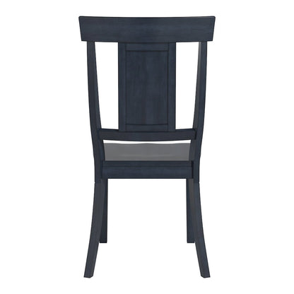 Set of 2, Antique Denim Finish Panel Back Side Chair