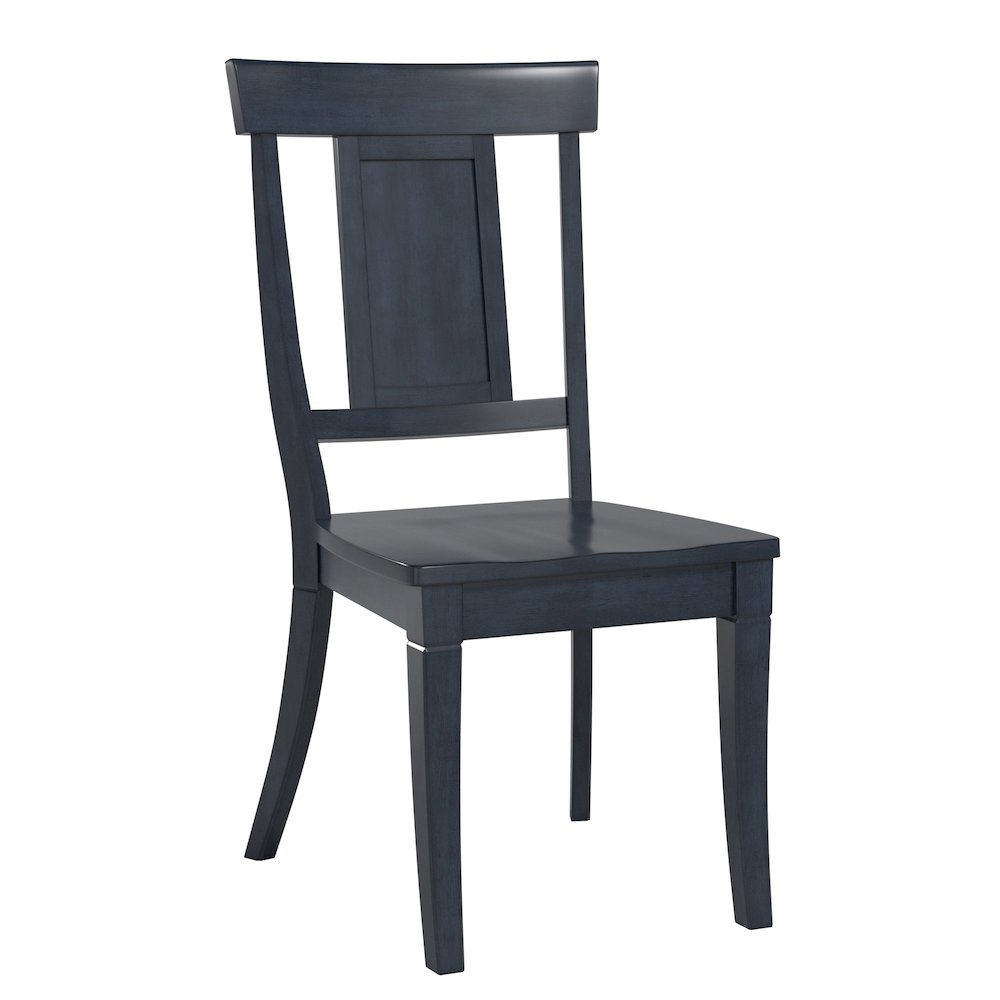 Set of 2, Antique Denim Finish Panel Back Side Chair