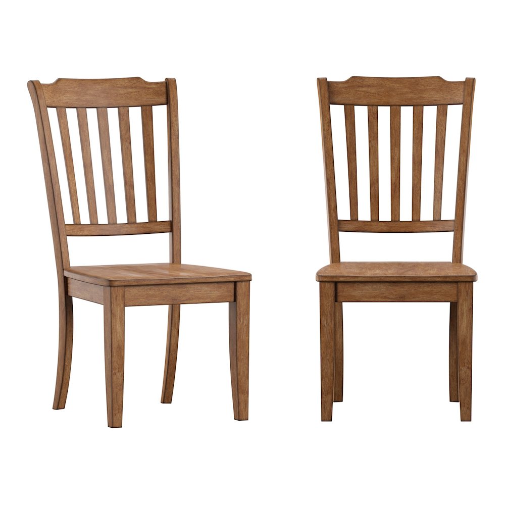 Set of 2, Oak Finish Spindle Back Side Chair