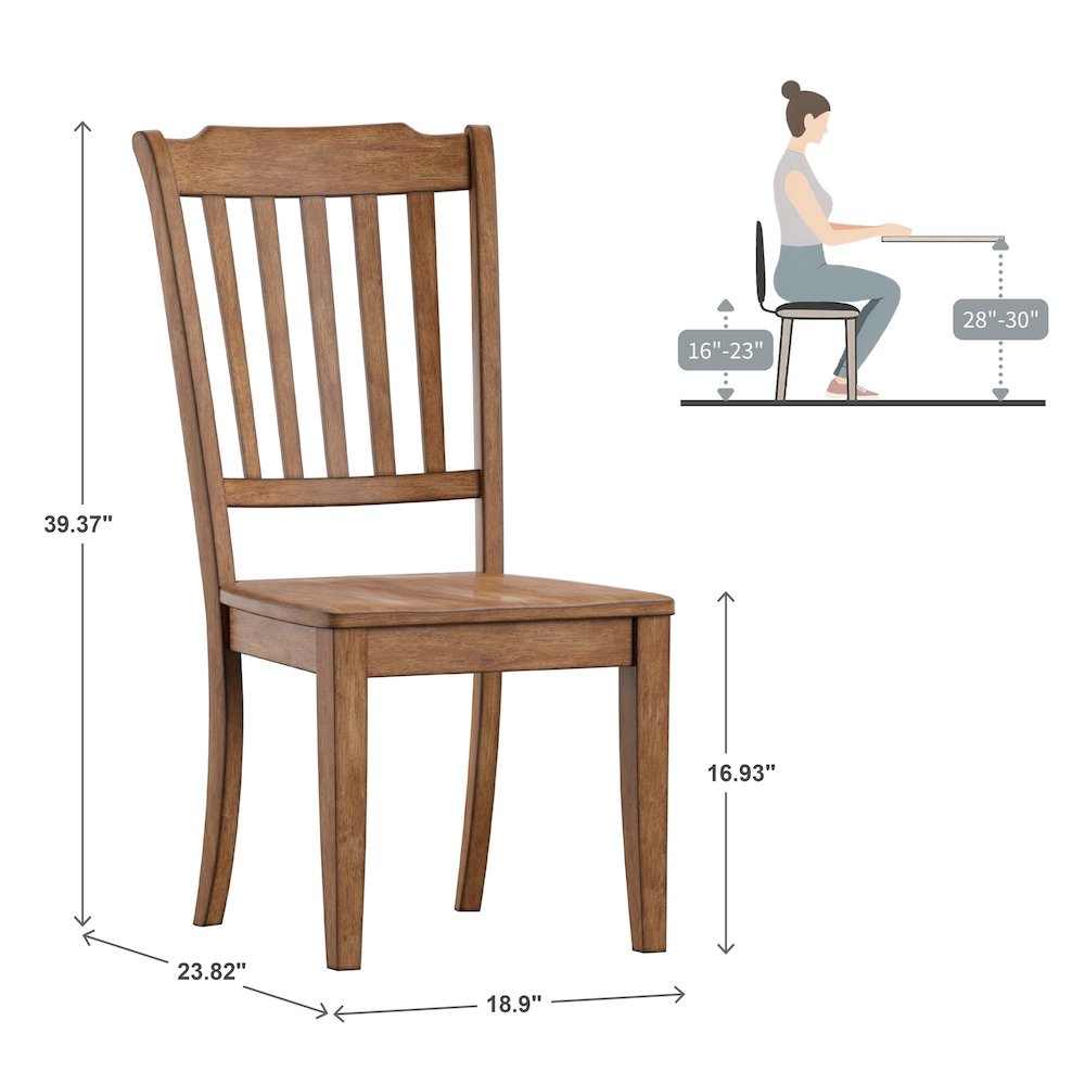 Set of 2, Oak Finish Spindle Back Side Chair