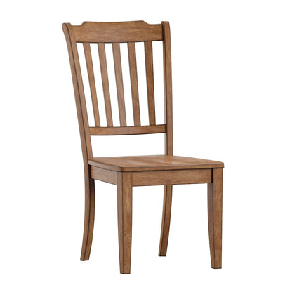 Set of 2, Oak Finish Spindle Back Side Chair