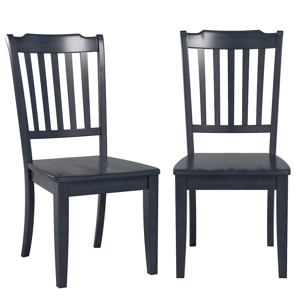 Set of 2, Antique Denim Finish Spindle Back Side Chair