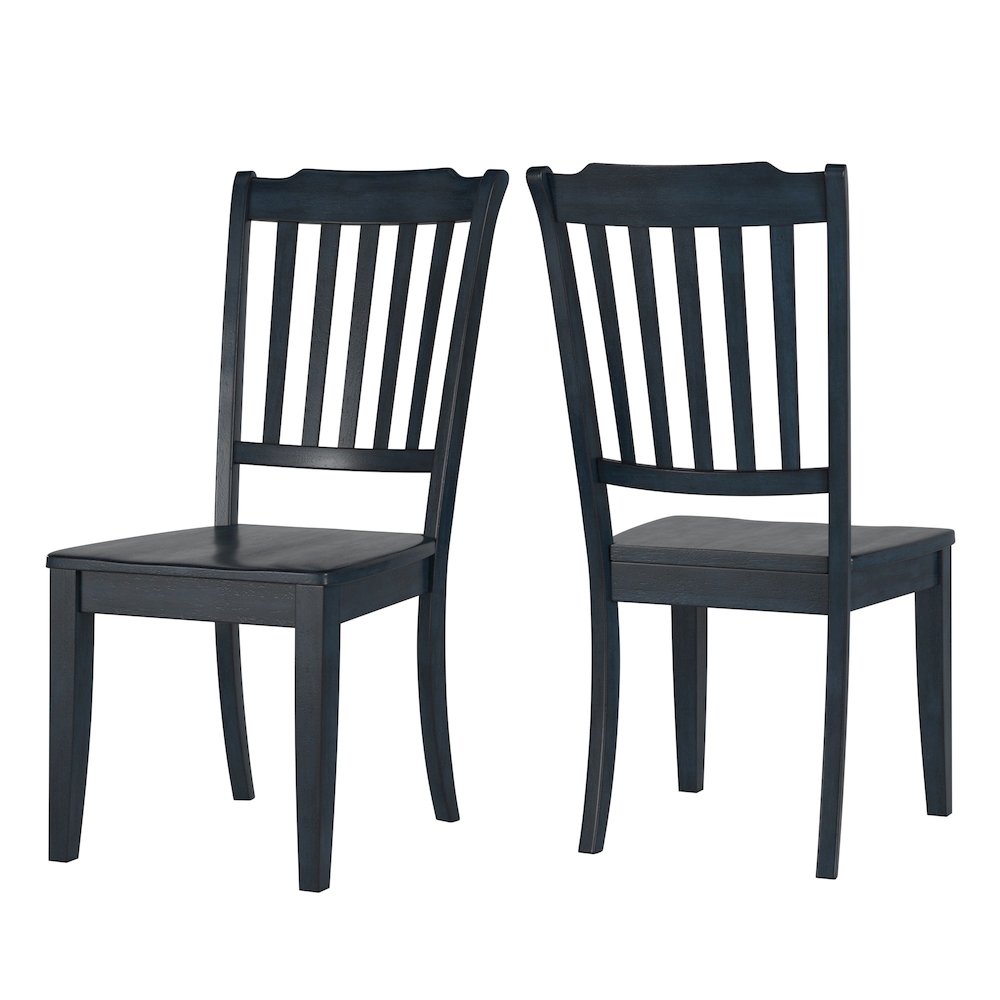 Set of 2, Antique Denim Finish Spindle Back Side Chair