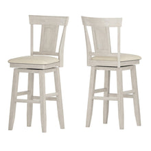 Antique White Finish Panel Back Swivel Chair W/ Beige Linen Seat