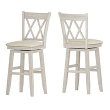 Antique White Finish Double X Back Swivel Chair W/ Beige Linen Seat