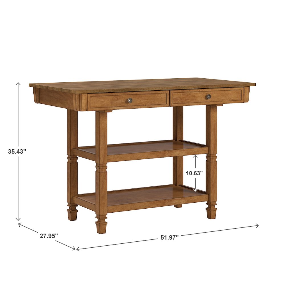 Oak Finish Kitchen Island