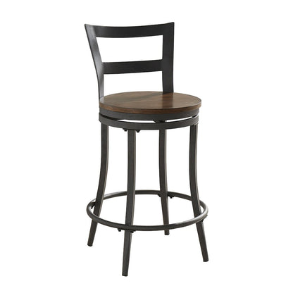 Industrial Metal 24" Swivel Counter Stool - Red / Brown