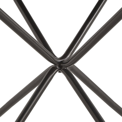 Distressed Walnut Finish Round Dining Table With Black Iron Legs