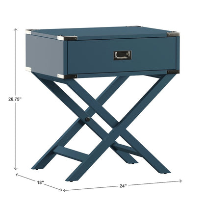 Blue Finish X-Base Box Nightstand