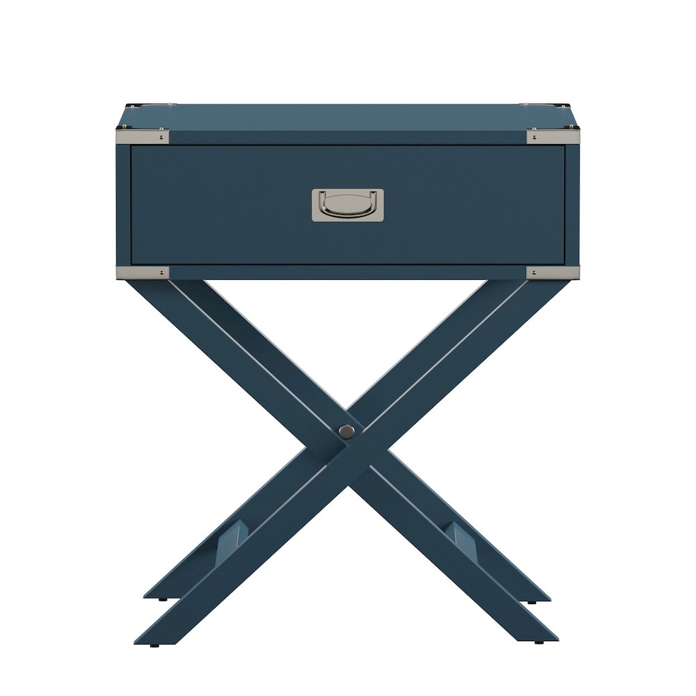 Blue Finish X-Base Box Nightstand