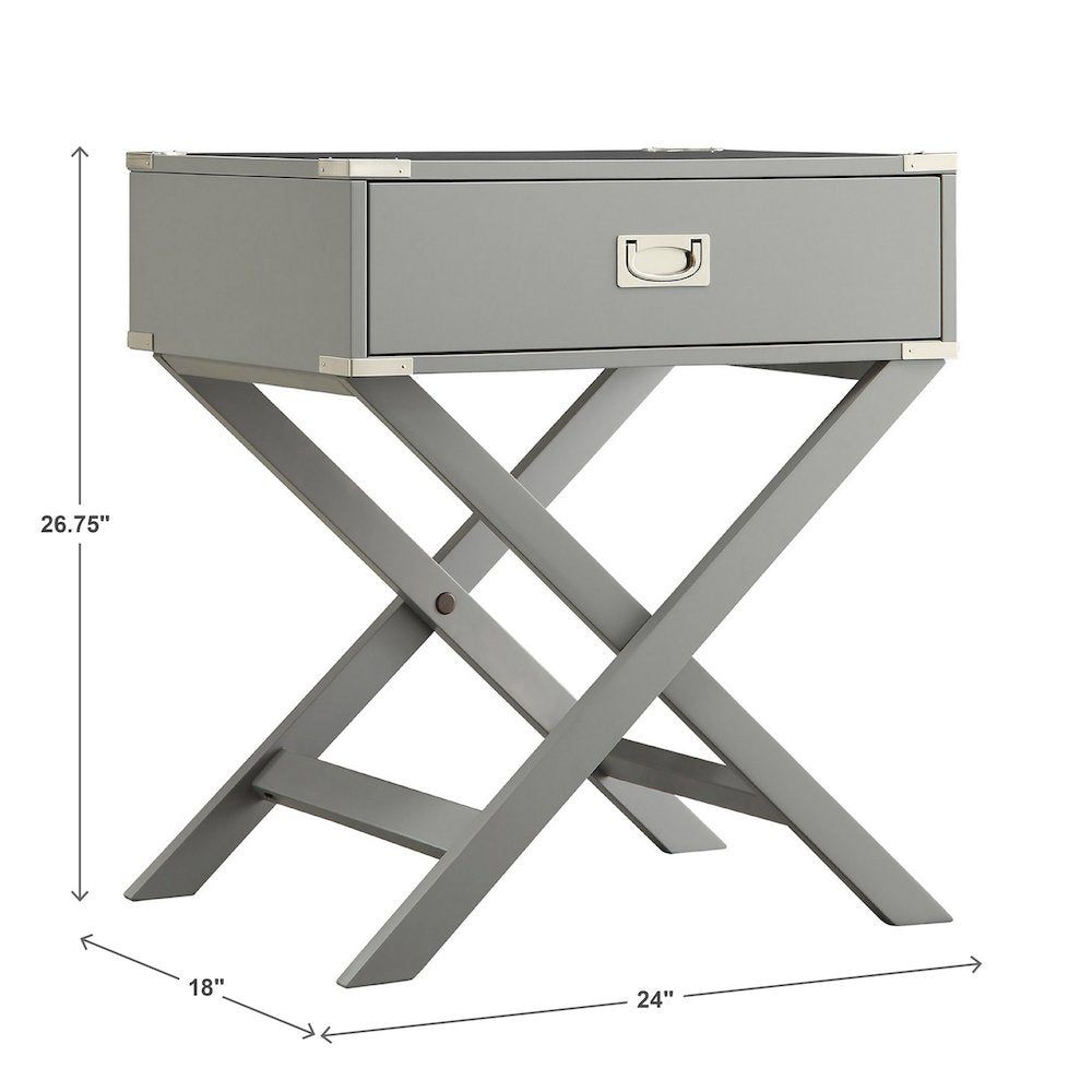 Frost Grey Finish X-Base Box Nightstand