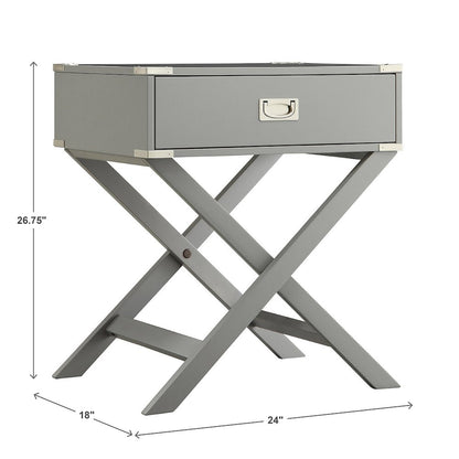 Frost Grey Finish X-Base Box Nightstand