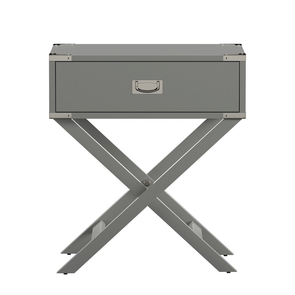 Frost Grey Finish X-Base Box Nightstand