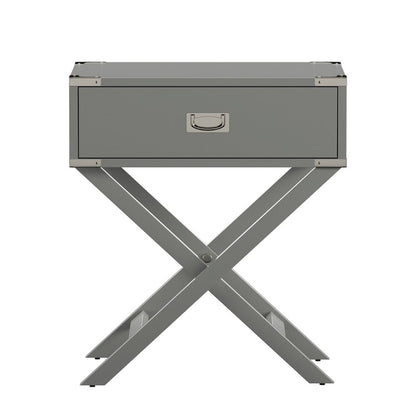 Frost Grey Finish X-Base Box Nightstand