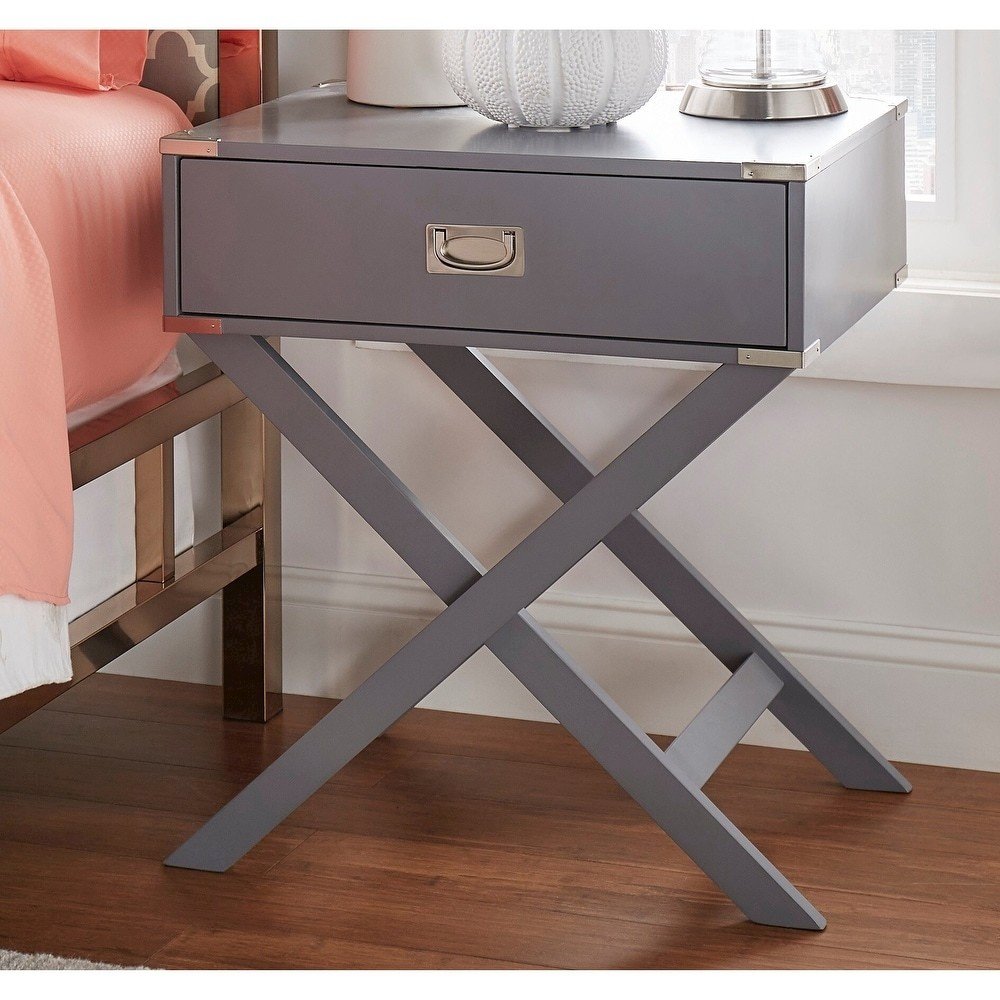 Frost Grey Finish X-Base Box Nightstand