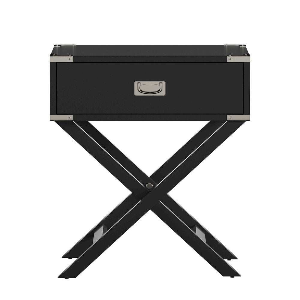 Vulcan Black Finish X-Base Box Nightstand