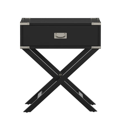 Vulcan Black Finish X-Base Box Nightstand