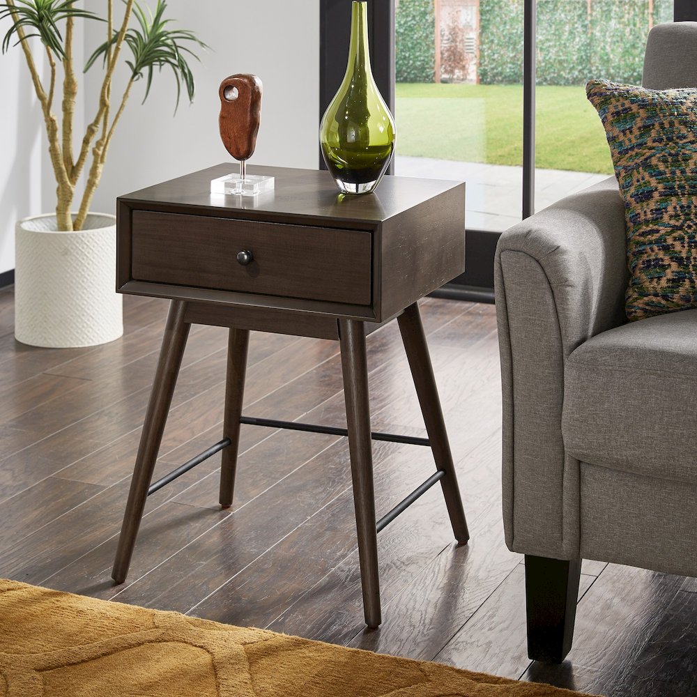 Dark Walnut Finish End Table