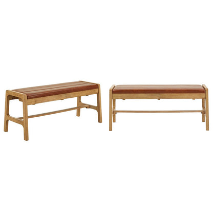 Light Oak Finish Caramel PU Bench