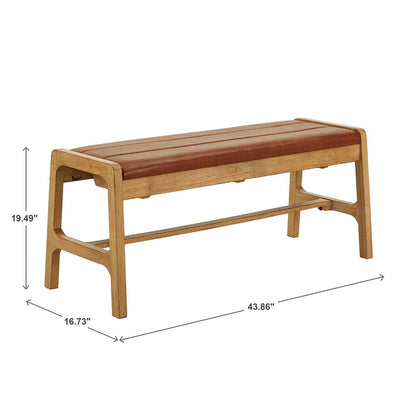 Light Oak Finish Caramel PU Bench