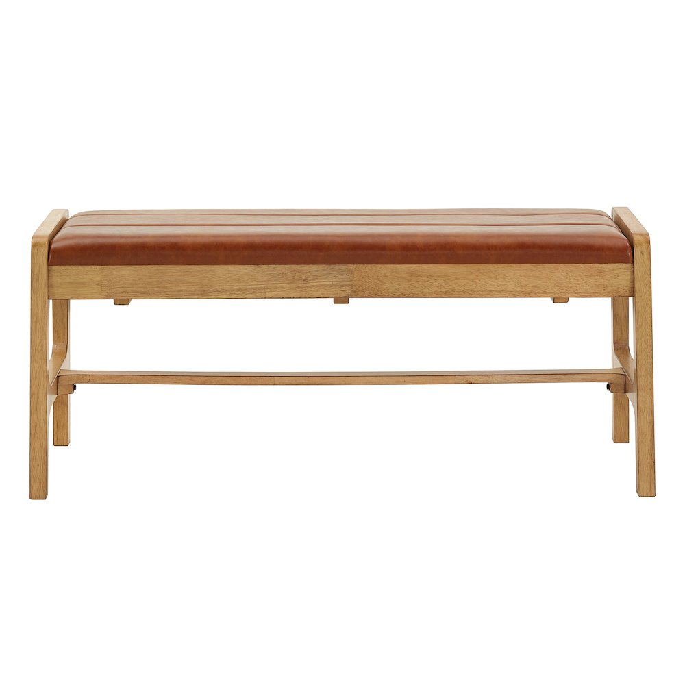 Light Oak Finish Caramel PU Bench