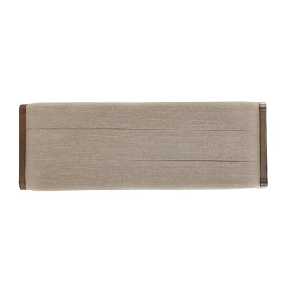Walnut Finish Beige Fabric Bench
