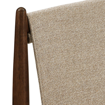 Set of 2, Walnut Finish Sand Heathered Weave Dining Chair