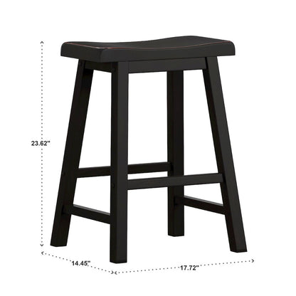 Set of 2, Black Sand-Through Finish Saddleback Stool
