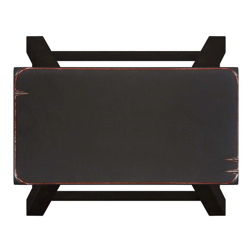 Set of 2, Black Sand-Through Finish Saddleback Stool