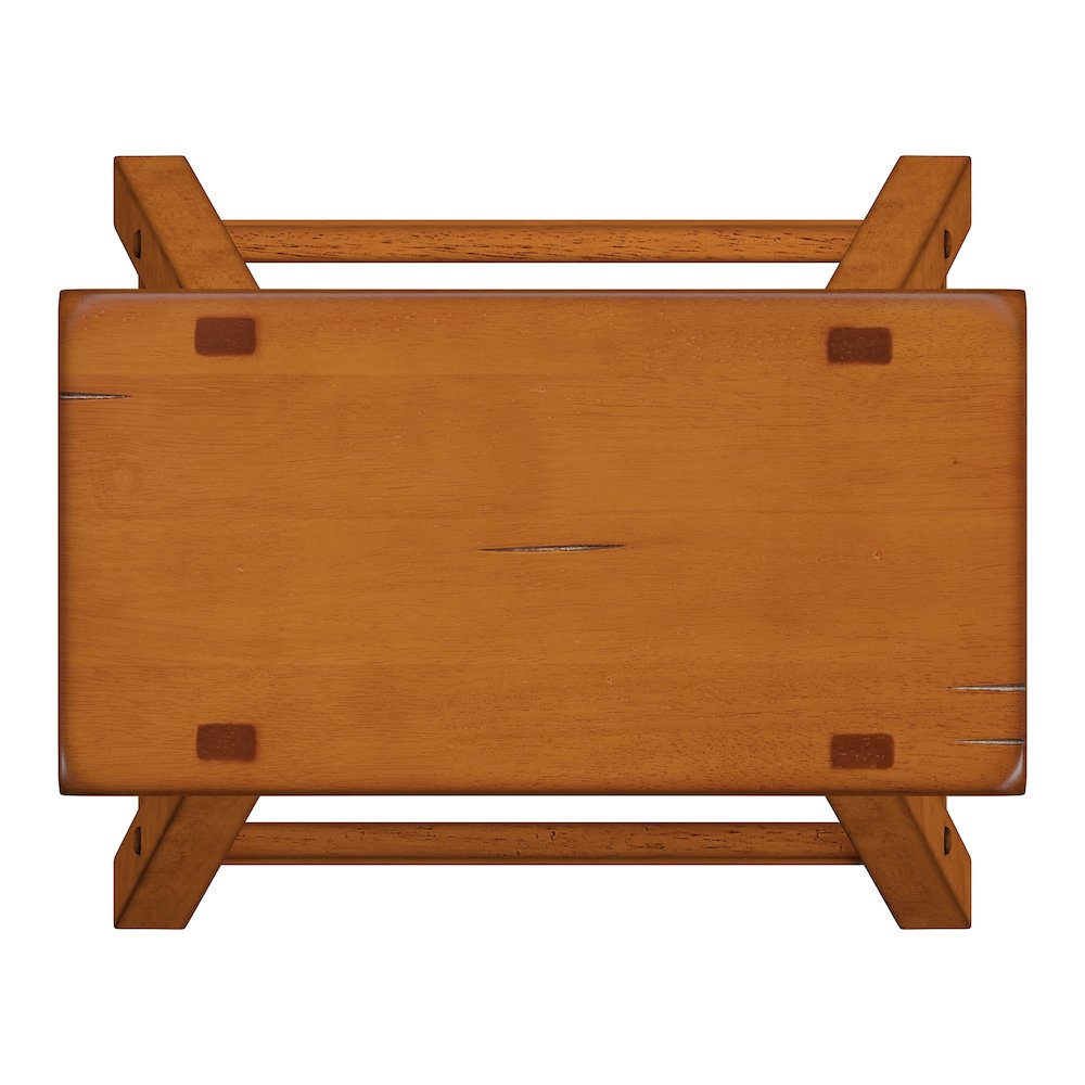 Set of 2, Oak Finish Saddleback Stool