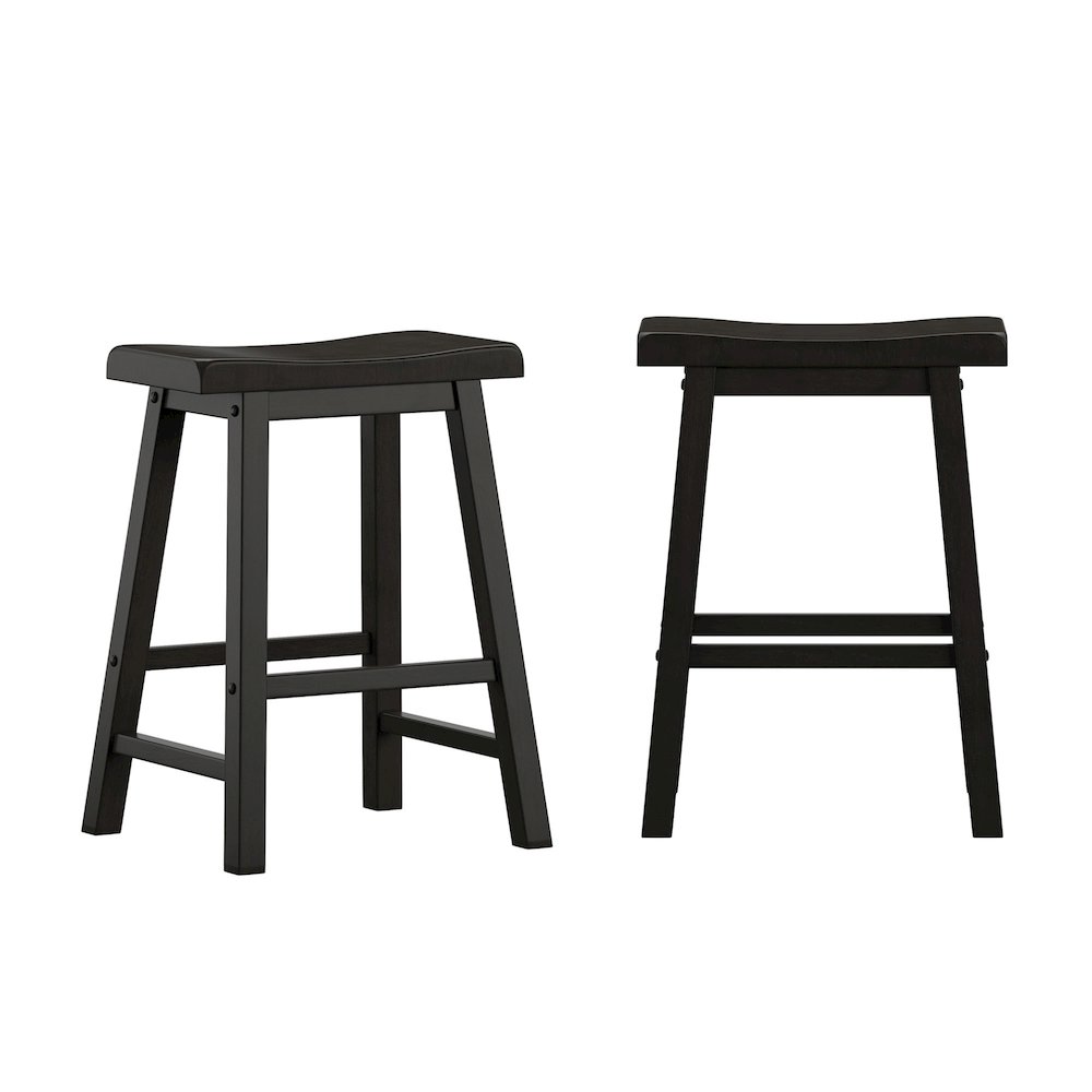 Set of 2, Vulcan Black Finish Saddleback Stool