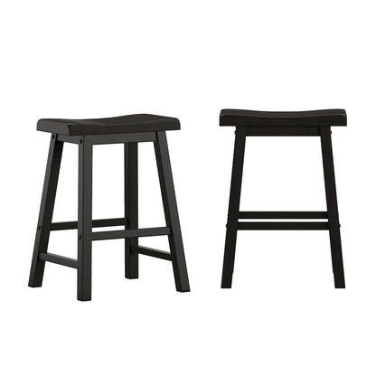 Set of 2, Vulcan Black Finish Saddleback Stool