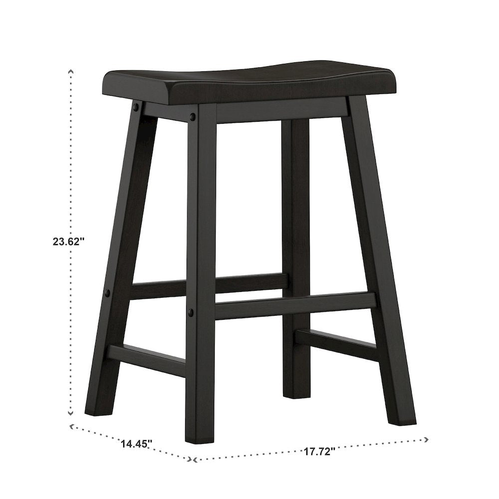 Set of 2, Vulcan Black Finish Saddleback Stool