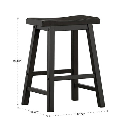 Set of 2, Vulcan Black Finish Saddleback Stool