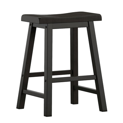 Set of 2, Vulcan Black Finish Saddleback Stool