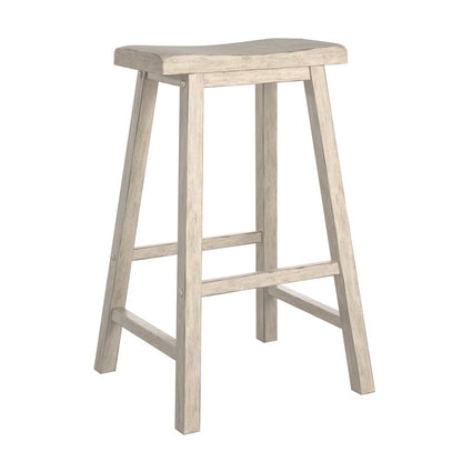 Set of 2, Antique White Finish Saddleback Stool