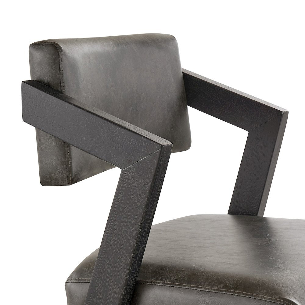 Black Wash Finish Charcoal PU Counter Height Chair