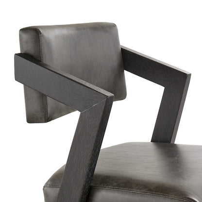 Black Wash Finish Charcoal PU Counter Height Chair